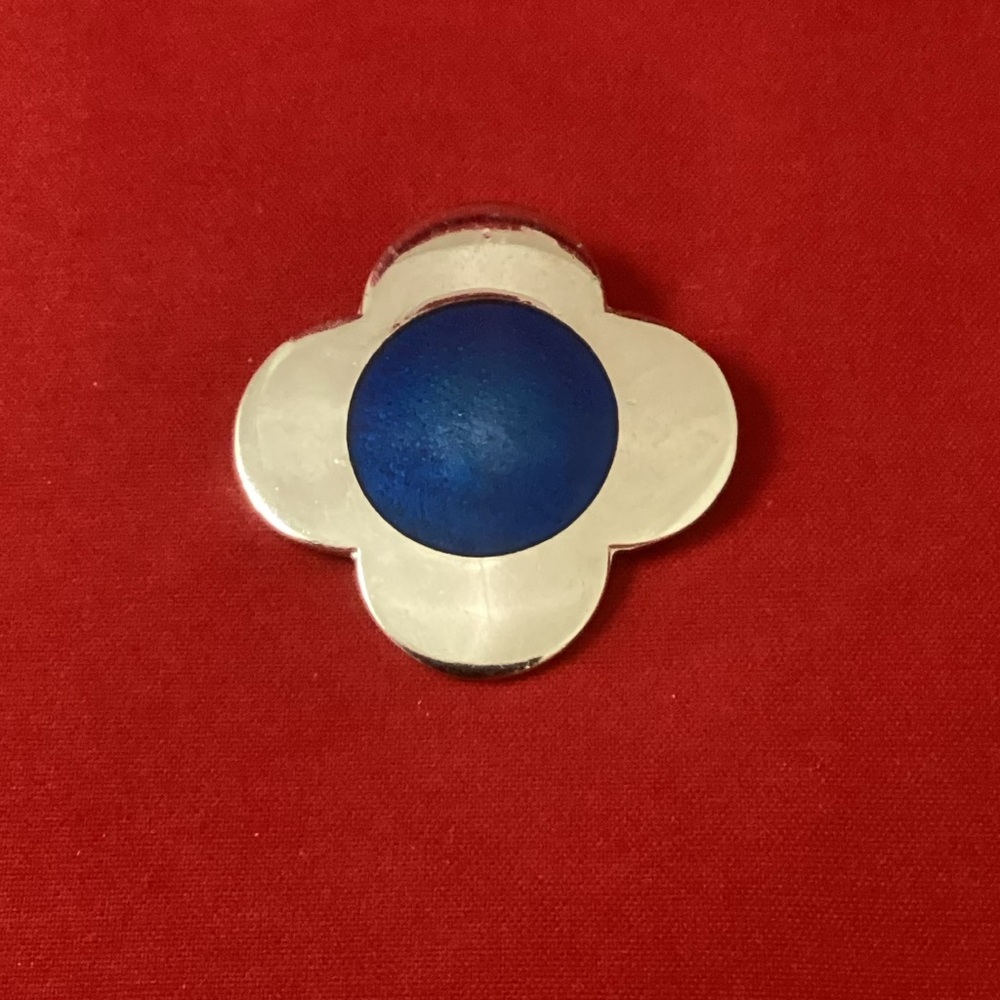 De Passillé-Sylvestre blue and silver tone enamel brooch